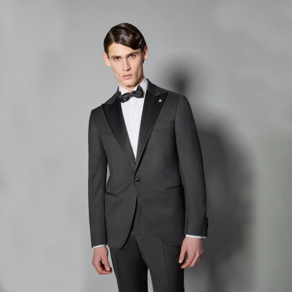 Luigi Bianchi Mantova Flirt - Abito Smoking monopetto nero con rever a lancia