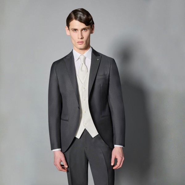 Luigi Bianchi Mantova Flirt - Abito Smoking monopetto nero con rever a lancia