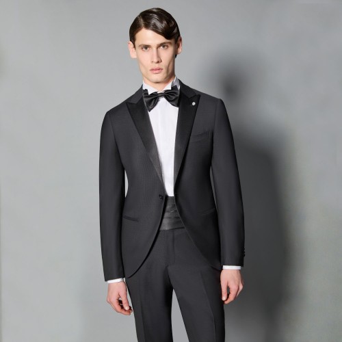 Luigi Bianchi Mantova Flirt - Abito Smoking monopetto nero con rever a lancia