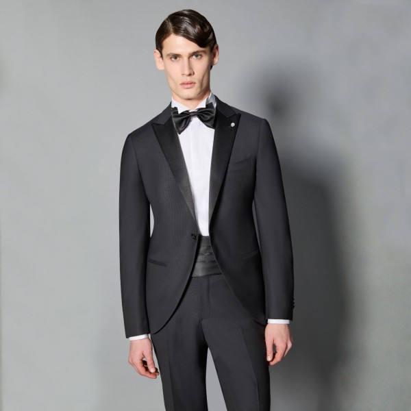 Luigi Bianchi Mantova Flirt - Abito Smoking monopetto nero con rever a lancia