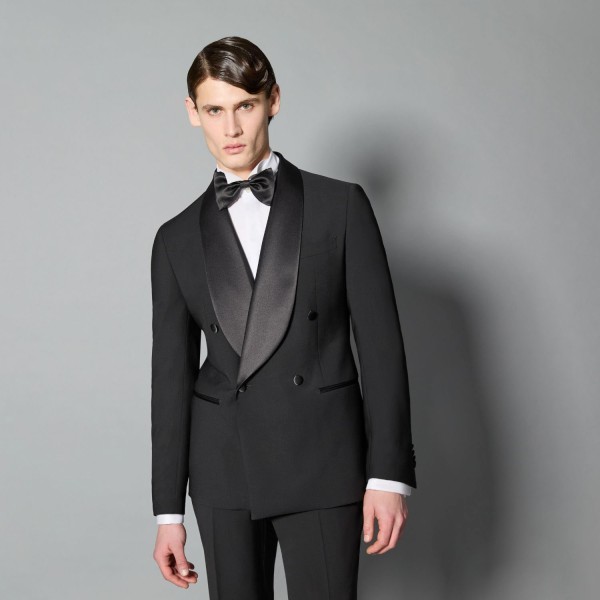 Luigi Bianchi Mantova Flirt - Abito Smoking doppiopetto nero con rever