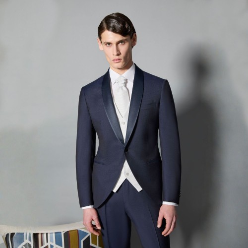 Luigi Bianchi Mantova Flirt - Abito Smoking monopetto blu con rever sciallato