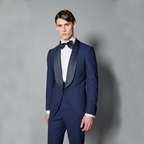 Luigi Bianchi Mantova Flirt - Abito Smoking monopetto blu con rever sciallato