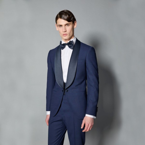 Luigi Bianchi Mantova Flirt - Abito Smoking monopetto blu con rever sciallato