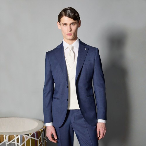 Luigi Bianchi Mantova Flirt - Abito Classico monopetto blu con rever per uomo | 