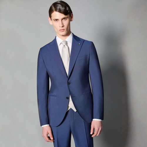 Luigi Bianchi Mantova Flirt - Abito Classico monopetto blu con rever a lancia