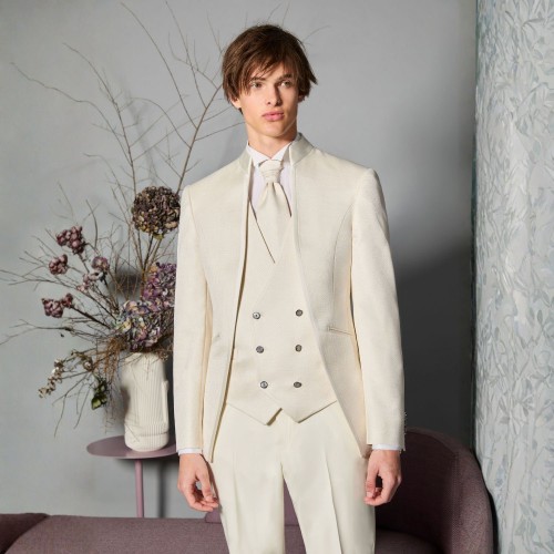 Luigi Bianchi Cerimonia - Abito Smoking monopetto bianco coreano per uomo | 