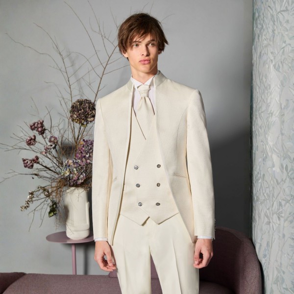 Luigi Bianchi Cerimonia - Abito Smoking monopetto bianco coreano per uomo | 