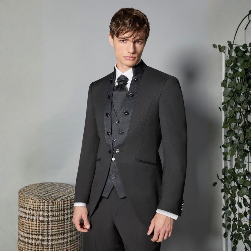 Luigi Bianchi Cerimonia - Abito Coreano monopetto nero per uomo | 