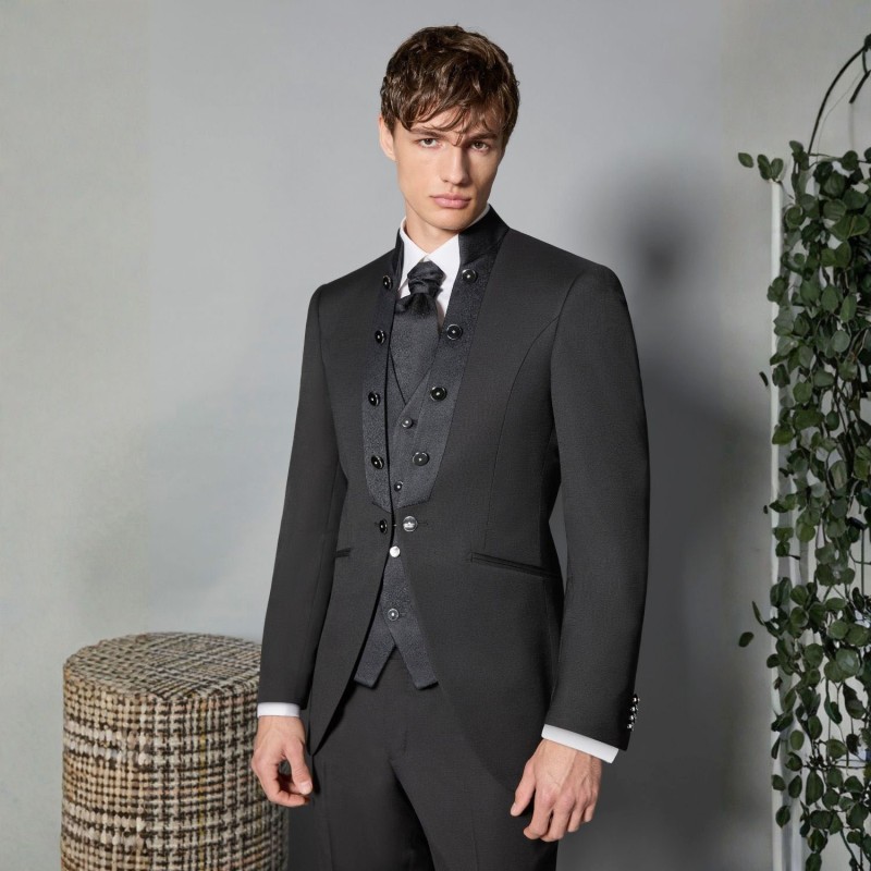 Luigi Bianchi Cerimonia - Abito Coreano monopetto nero per uomo | 