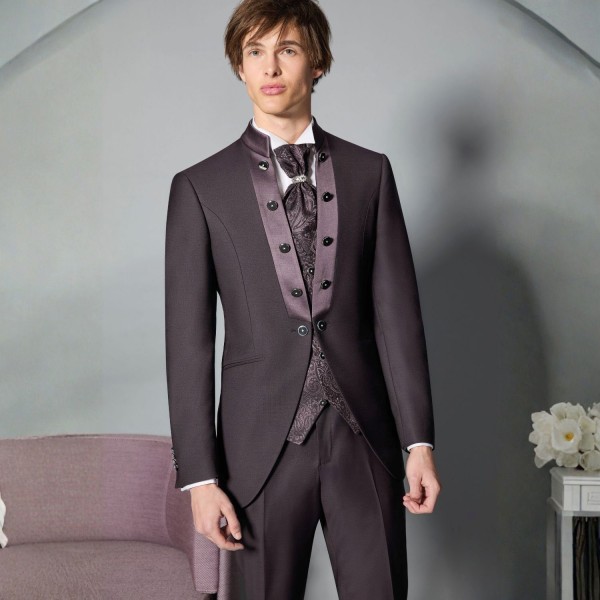 Luigi Bianchi Cerimonia - Abito Coreano monopetto bordeaux per uomo | 