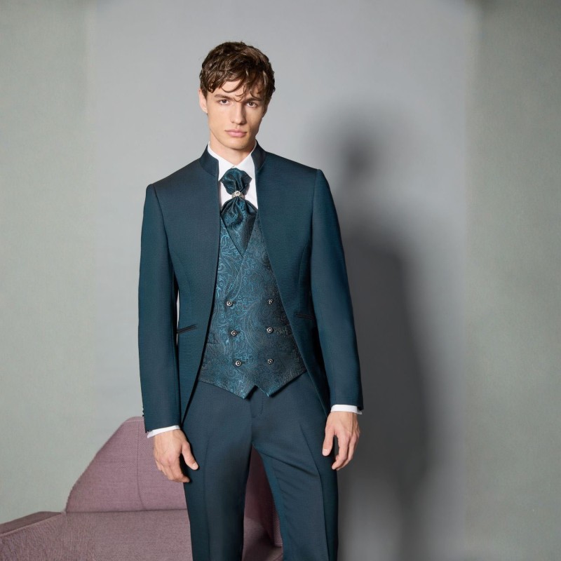 Luigi Bianchi Cerimonia - Abito Coreano monopetto verde per uomo | 