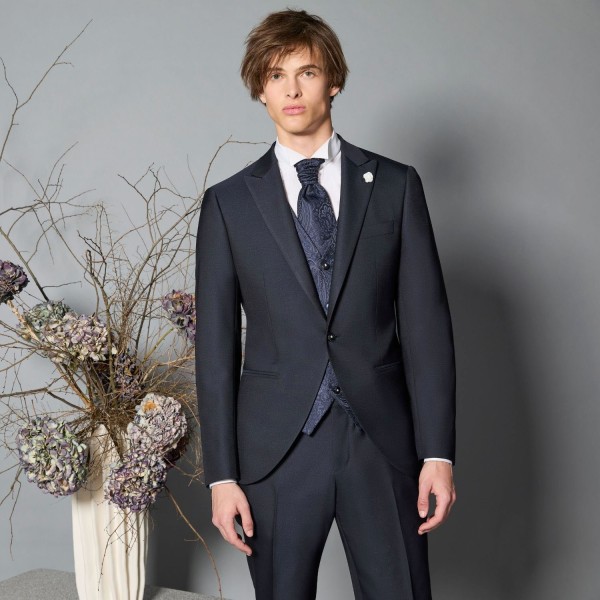 Luigi Bianchi Cerimonia - Abito Smoking monopetto blu con rever a lancia per