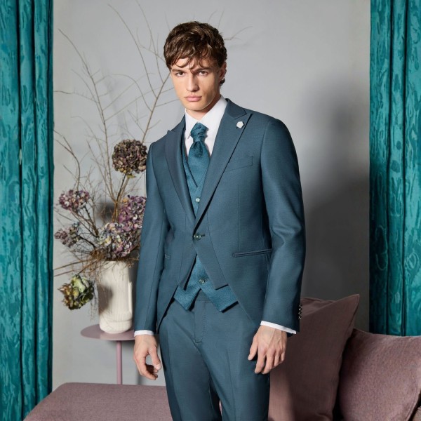 Luigi Bianchi Cerimonia - Abito Classico monopetto verde con rever a lancia per