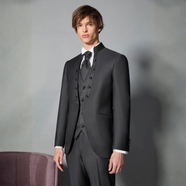 Luigi Bianchi Cerimonia - Abito Coreano monopetto nero per uomo | 