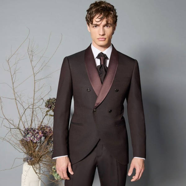 Luigi Bianchi Cerimonia - Abito Smoking doppiopetto bordeaux con rever