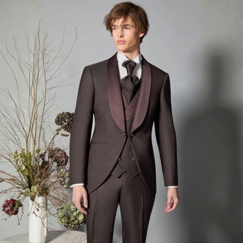 Luigi Bianchi Cerimonia - Abito Smoking monopetto bordeaux con rever sciallato