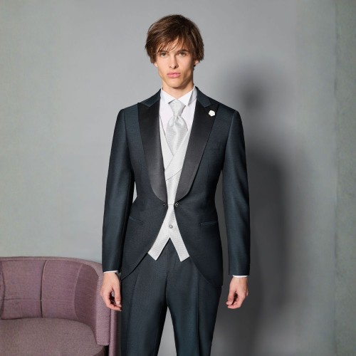 Luigi Bianchi Cerimonia - Abito Smoking monopetto nero con rever a lancia per