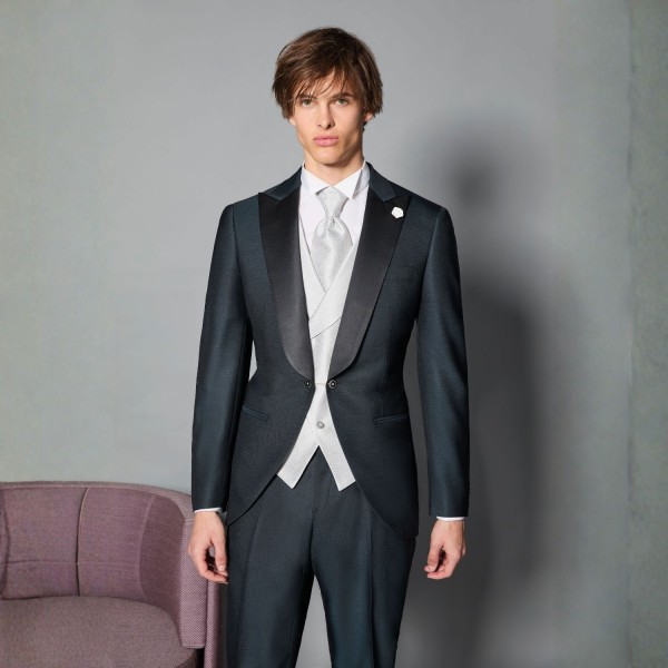 Luigi Bianchi Cerimonia - Abito Smoking monopetto nero con rever a lancia per