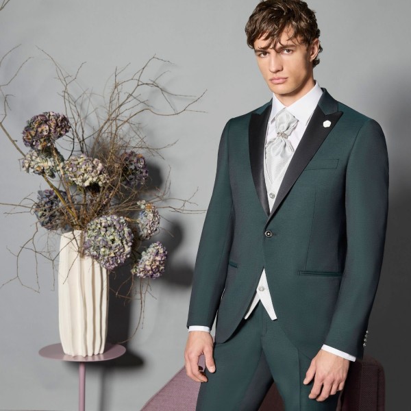 Luigi Bianchi Cerimonia - Abito Smoking monopetto verde con rever a lancia per