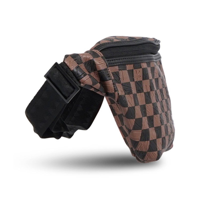 Sprayground - Marsupio marrone check 2 emboss savcy con stampa logo per uomo |