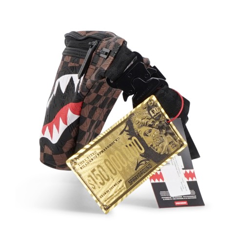 Sprayground - Marsupio marrone check 2 emboss savcy con stampa logo per uomo | 2