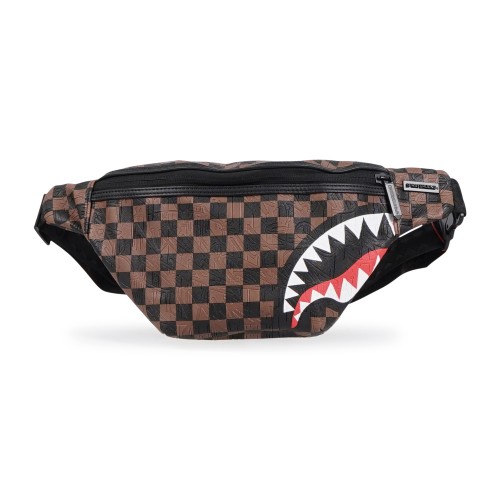 Sprayground - Marsupio marrone check 2 emboss savcy con stampa logo per uomo |