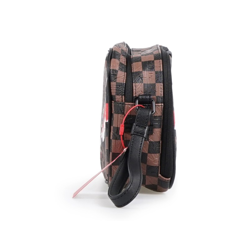 Sprayground - Borsa marrone check 2 emboos toiletry fantasia check per uomo |