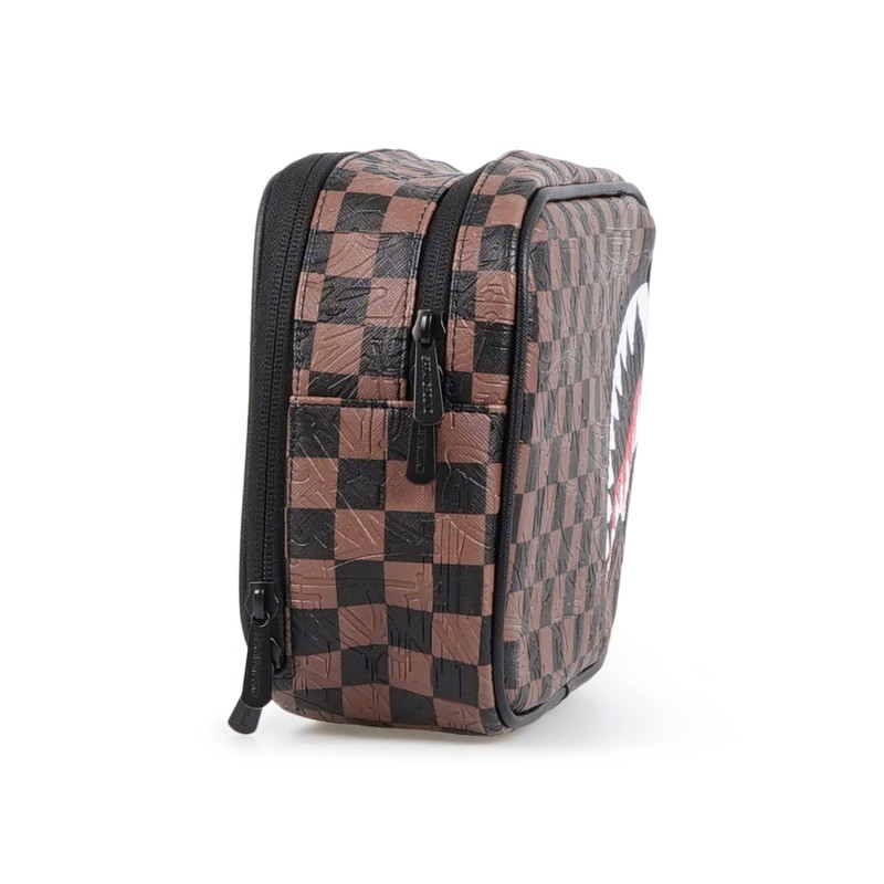 Sprayground - Borsa marrone check 2 emboos toiletry fantasia check per uomo |