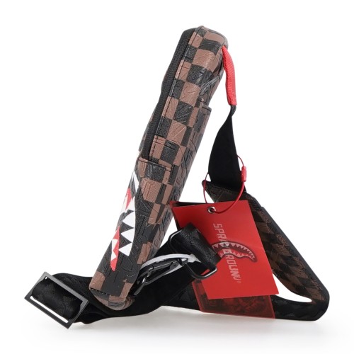 Sprayground - Borsa a tracolla marrone check 2 emboos fantasia check all over 2