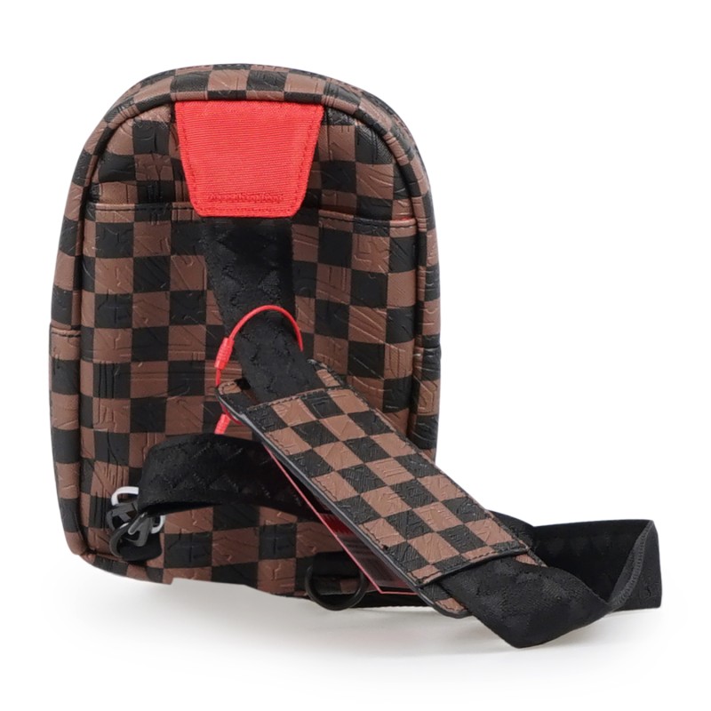 Sprayground - Borsa a tracolla marrone check 2 emboos fantasia check all over