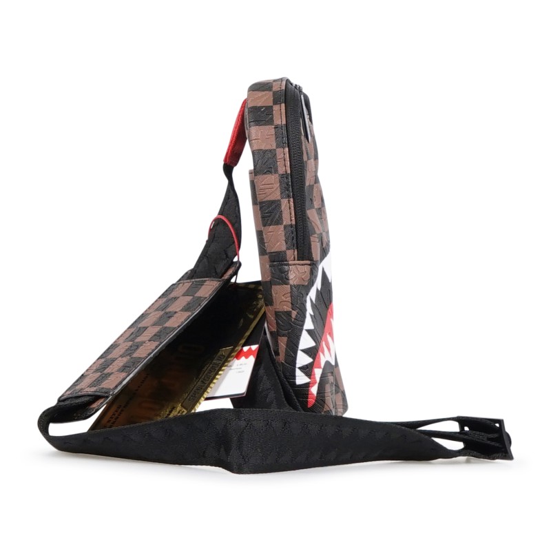 Sprayground - Borsa a tracolla marrone check 2 emboos fantasia check all over