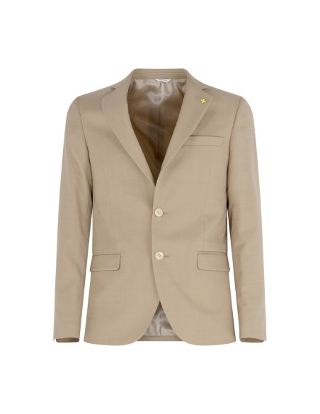 Alessandro Gilles - Abito beige monopetto Drop 4 in fresco lana per uomo | dp4c