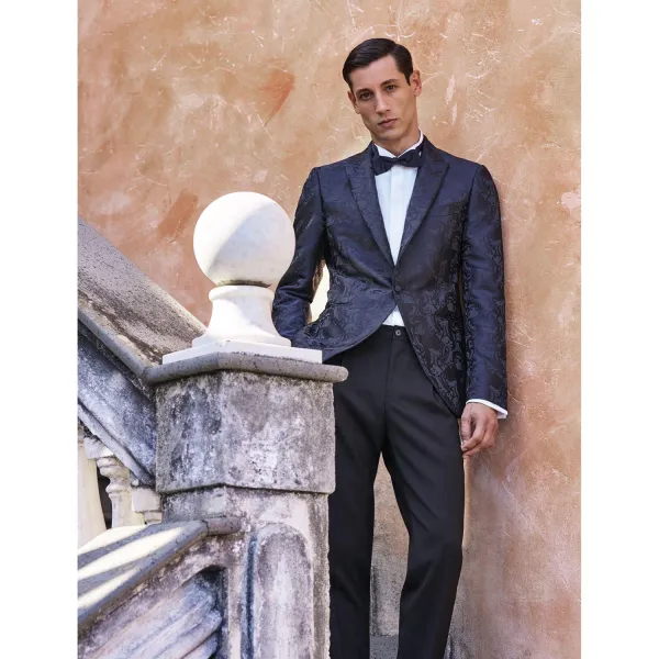 Pal Zileri Cerimonia - Abito smoking damascato blu per uomo | 