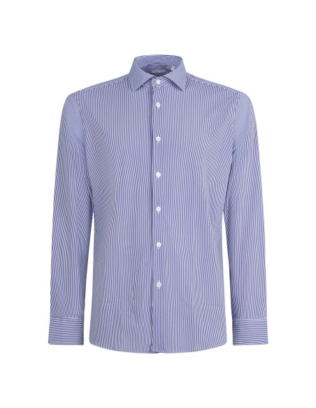 Lavorazione Sartoriale - Camicia bianca rigata in tessuto tecnico custom fit