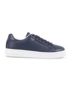 Armani Exchange - Sneakers blu in pelle con logo sulla suola per uomo |