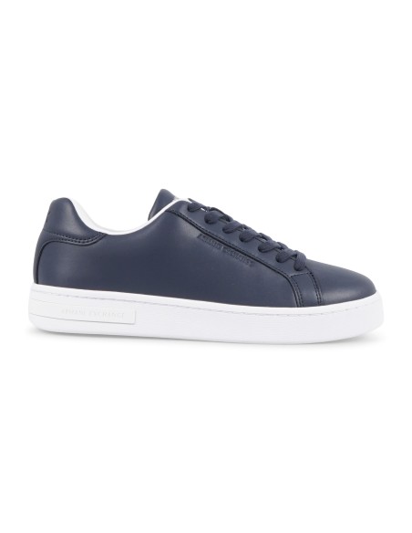 Armani Exchange - Sneakers blu in pelle con logo sulla suola per uomo |