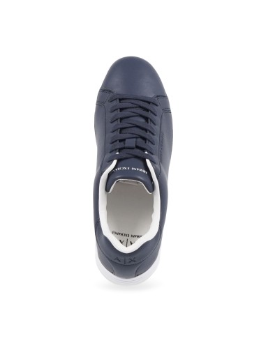 Armani Exchange - Sneakers blu in pelle con logo sulla suola per uomo |
