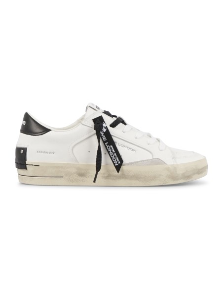 Crime London - Sneakers bianca in pelle SK8 Deluxe con dettagli in suede per
