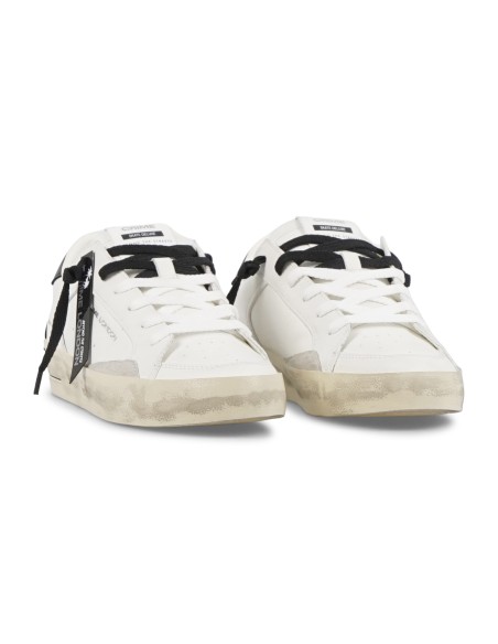 Crime London - Sneakers bianca in pelle SK8 Deluxe con dettagli in suede per