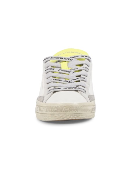 Crime London - Sneakers bianca in pelle Distressed con lacci logati e