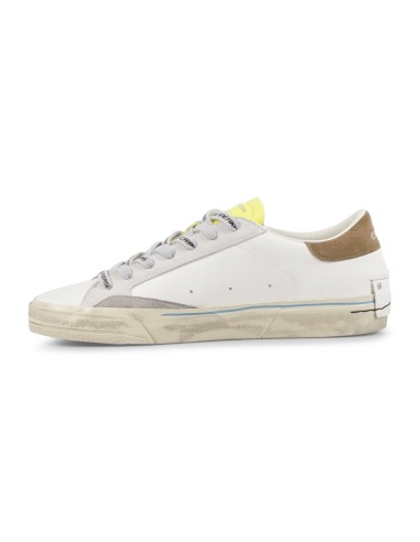 Crime London - Sneakers bianca in pelle Distressed con lacci logati e