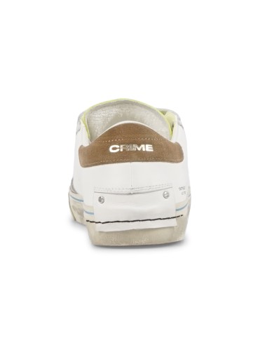 Crime London - Sneakers bianca in pelle Distressed con lacci logati e