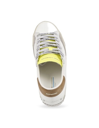 Crime London - Sneakers bianca in pelle Distressed con lacci logati e