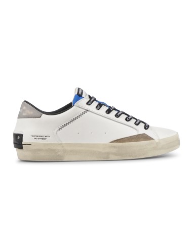 Crime London - Sneakers bianca in pelle Distressed con lacci logati per uomo |