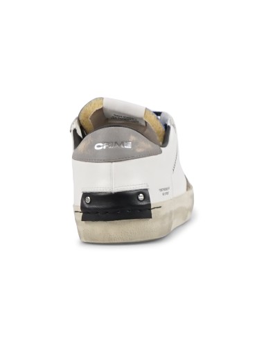 Crime London - Sneakers bianca in pelle Distressed con lacci logati per uomo |