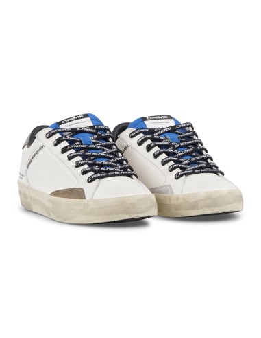 Crime London - Sneakers bianca in pelle Distressed con lacci logati per uomo |