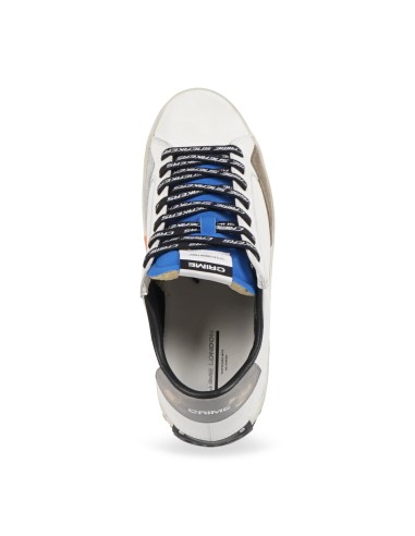 Crime London - Sneakers bianca in pelle Distressed con lacci logati per uomo |