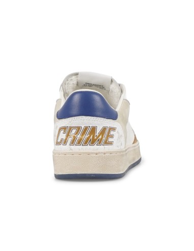 Crime London - Sneakers bianca in pelle Chelsea con tallone in cracklè logato