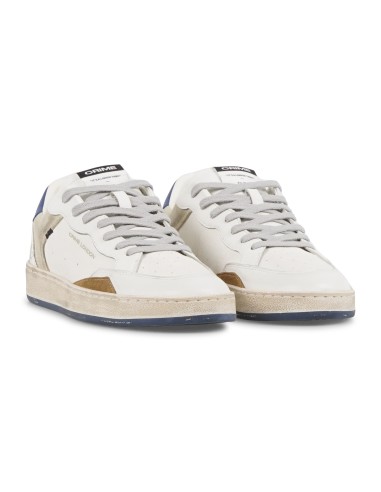 Crime London - Sneakers bianca in pelle Chelsea con tallone in cracklè logato